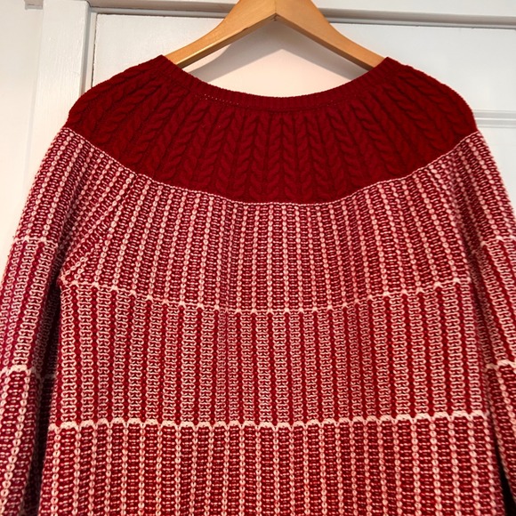 Vintage Talbots Cable Knit Crewneck Sweater Womens Large Nordic Scandinavian Red - Picture 7 of 9